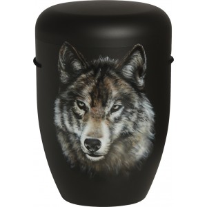 Hand Painted Biodegradable Cremation Ashes Funeral Urn / Casket - Wolf